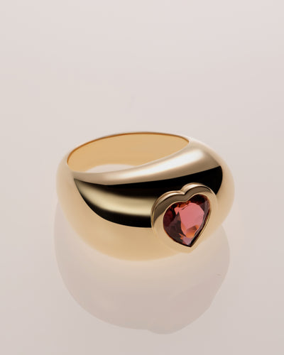 2.28ct pink heart-shaped tourmaline Dome Heart Ring