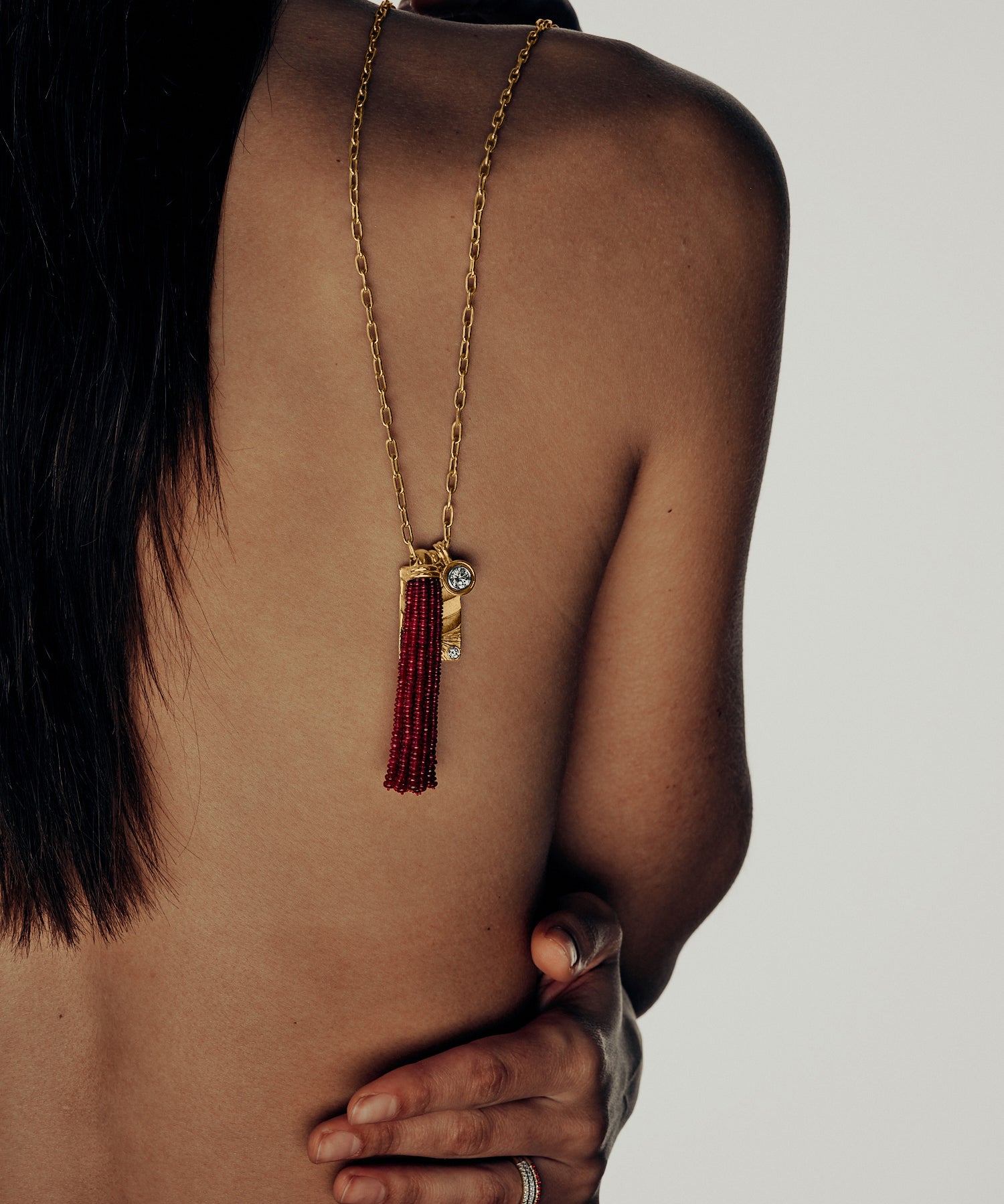 Diamond and 18K Yellow Gold 'Tablet' Pendant